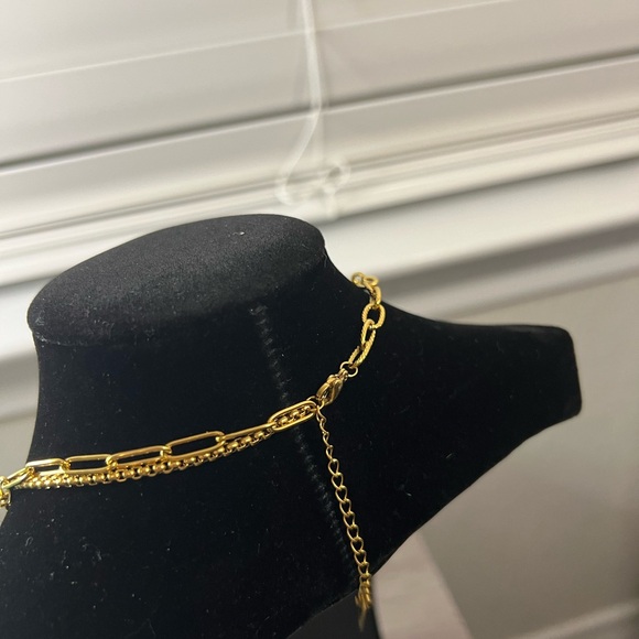 Gold plated stainless steel Necklace with Heart blue pearl Pendant 18” - Picture 3 of 3